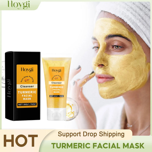 Turmeric Facial Mask Deep Cleansing Control Oil Blackheads Pores Dirt Removal Moisturizing Skin Rejuvenation Peeling Face Mask