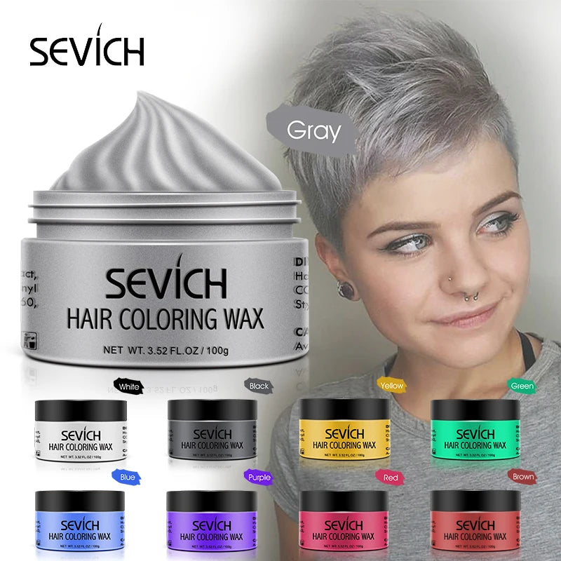 Sevich 9 Color Hair Colors Wax Dye Temporary Molding Paste 120g Blue Burgundy Grandma Gray Green Hairs Dye Wax Mud Styling