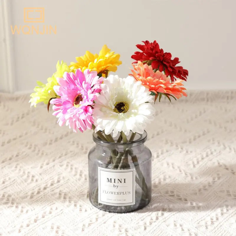 5PCS Gerbera Chrysanthemum Artificial Silk Flowers Flores Daisy Home Wedding DIY Decorations Accessories Fake Plants