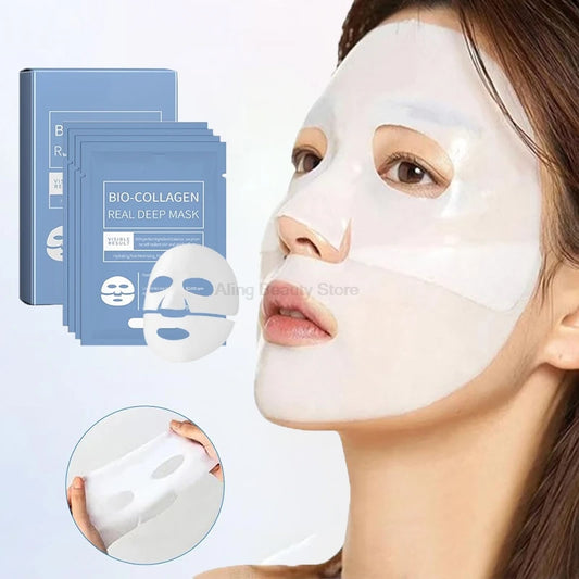 4Pcs/Box Absorbable Bio-Collagen Real Deep Moisturizing Mask Daily Night Mask Firming Nourish Brightening Skin Care