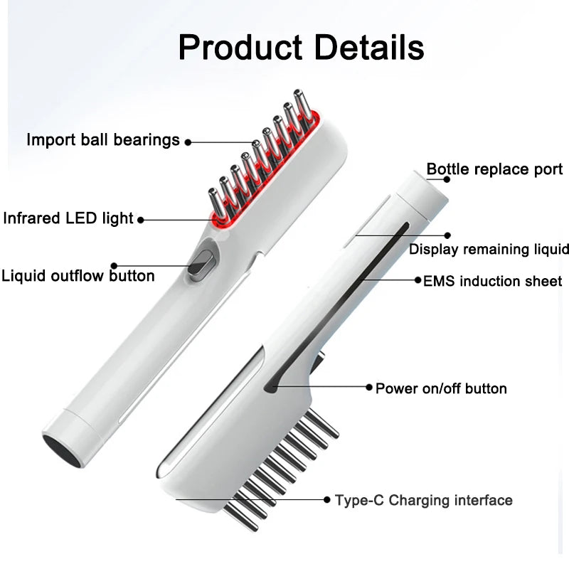 LED Red Light Therapy Electric Massage Comb Hair Growth Applicator Anti-Hair Loss Head Massage Hair Brush Woman Scalp Treatment