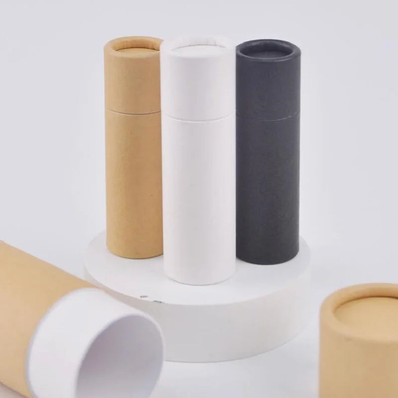 5Pcs/lot Kraft Paper Push Up Lipstick Tubes Biodegradable Cardboard Cosmetic Cylindrical Packaging Lip Balm Deodorant Container