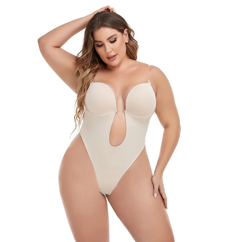 U Plunge Bra Tight-fitting One-piece Corset Wedding Evening Dress Bodysuit Invisible Backless Shapesuit Tummy Control Shaper