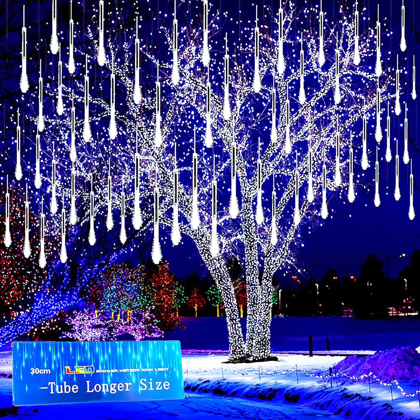 LED Meteor Shower Rain Lights Falling Rain Fairy String Lights for Outdoor Indoor Home Wedding Party Holiday Christmas Lights