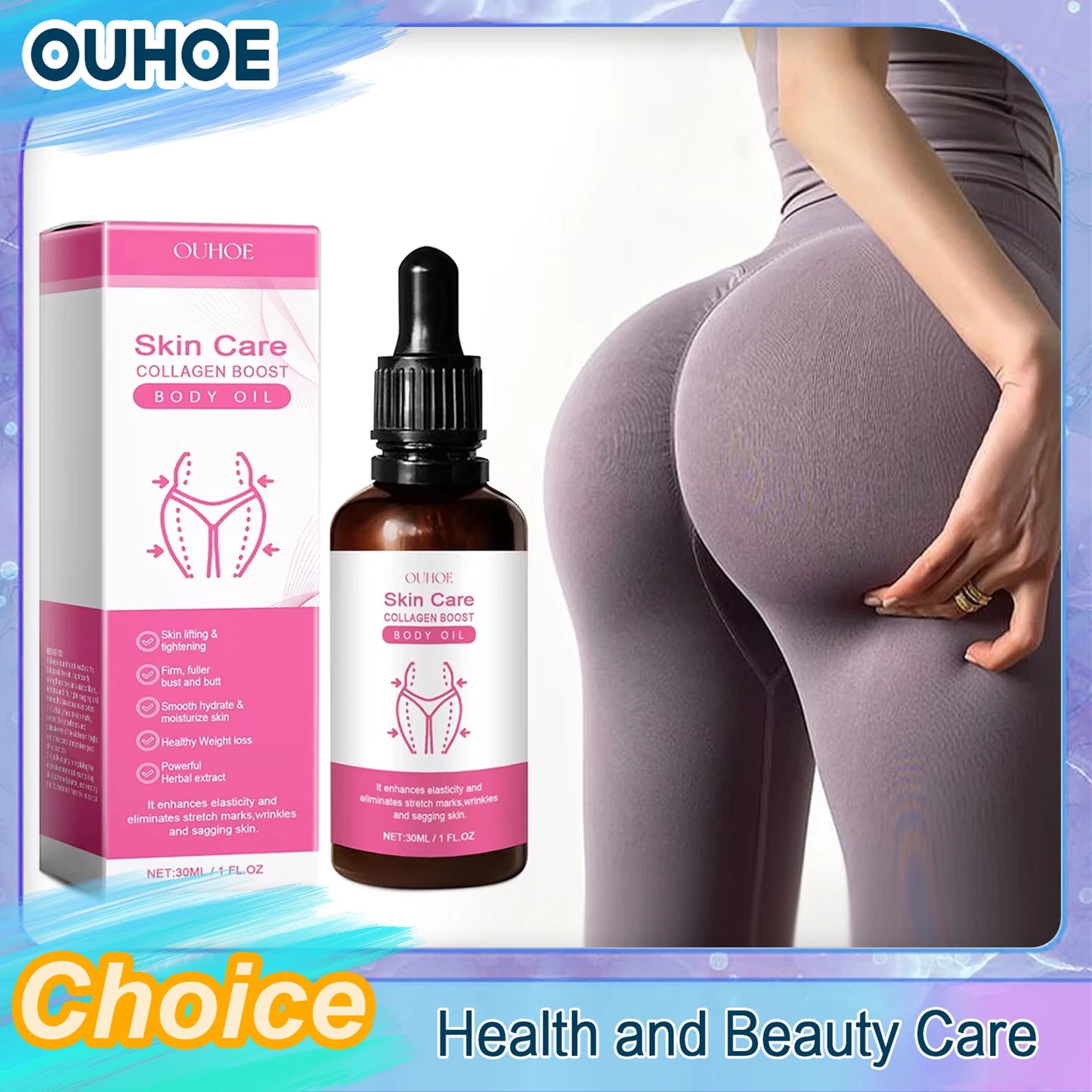 Lift Bust Oil Collagen Boost Buttocks up Hip Enhancer Butt Breast Enlargement Plumping Firming Anti Cellulite Body Massage Care