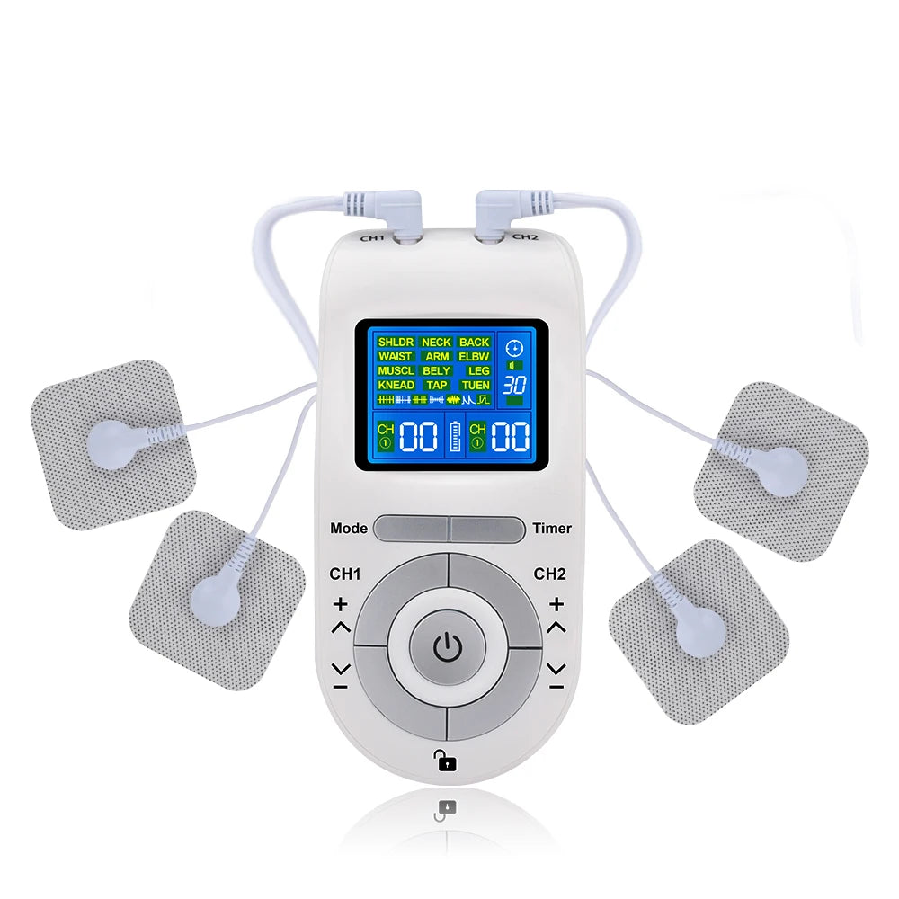 12 Modes Tens Machine Unit 4 Electrode Pads for Pain Relief Pulse Massage EMS Muscle Stimulation Tens Electroestimulador