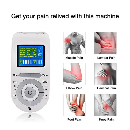 12 Modes Tens Machine Unit 4 Electrode Pads for Pain Relief Pulse Massage EMS Muscle Stimulation Tens Electroestimulador