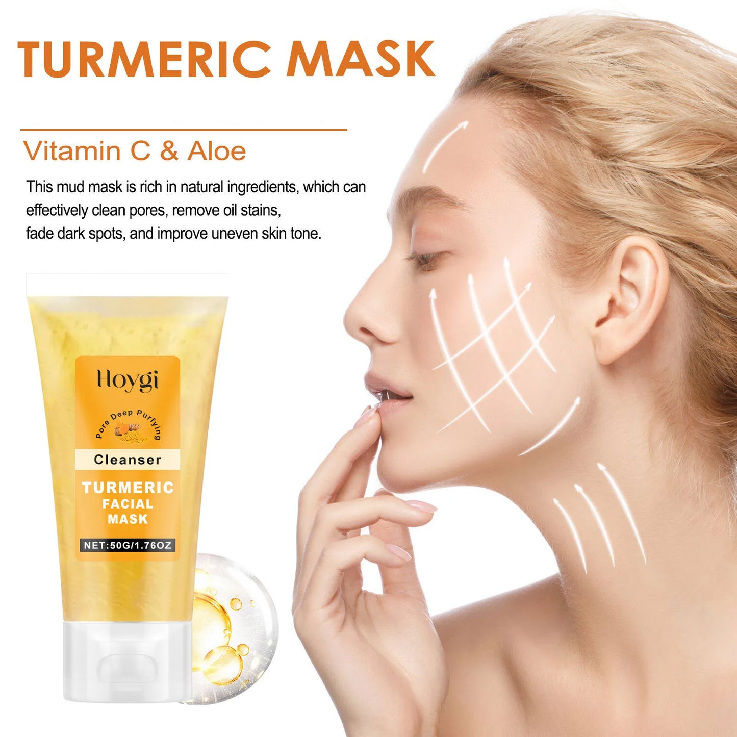 Turmeric Facial Mask Deep Cleansing Control Oil Blackheads Pores Dirt Removal Moisturizing Skin Rejuvenation Peeling Face Mask