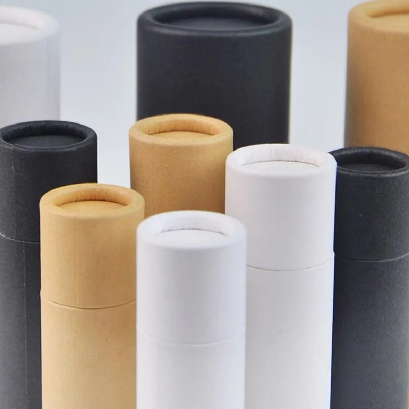 5Pcs/lot Kraft Paper Push Up Lipstick Tubes Biodegradable Cardboard Cosmetic Cylindrical Packaging Lip Balm Deodorant Container