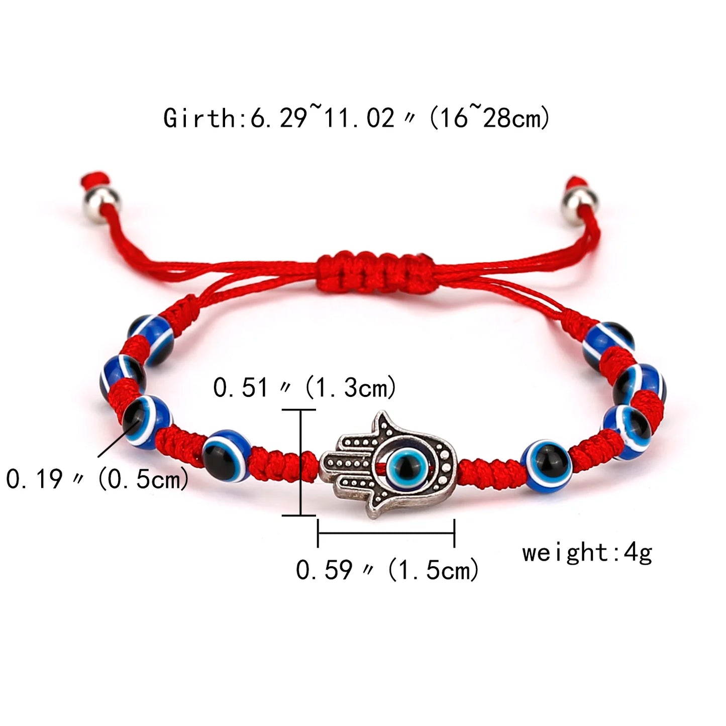 Turkish Evil Eye Lucky Red String Bracelet for Woman Men Braided Adjustable Palm Couple Bracelet Jewelry Gift Accessories