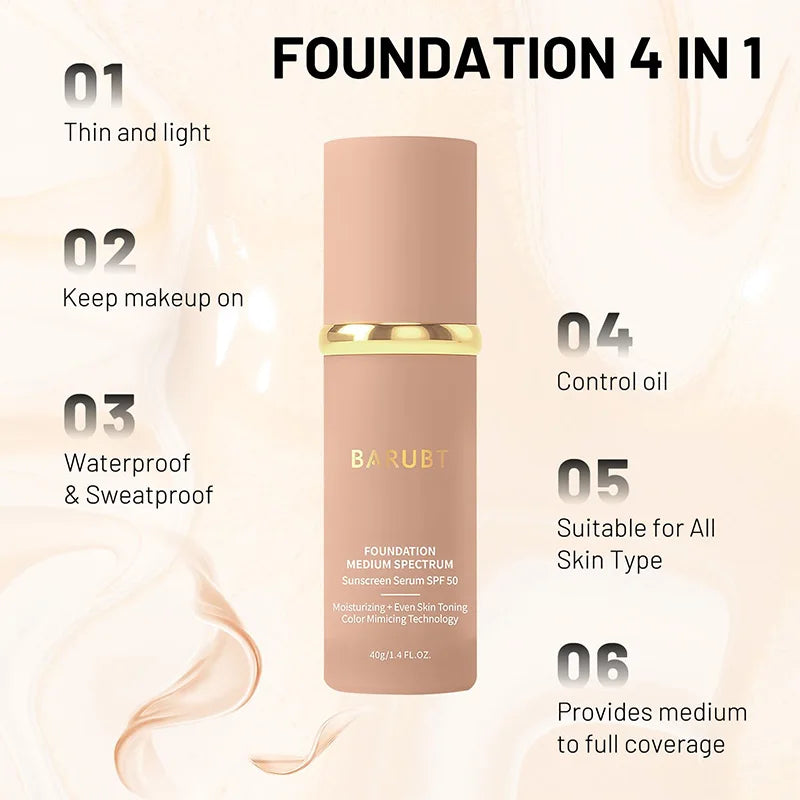 40g Microbial Liquid Concealer Foundation Make-up Sunscreen Spf50+sunscreen Value Mask Spot Waterproof Long-lasting Sunscreen