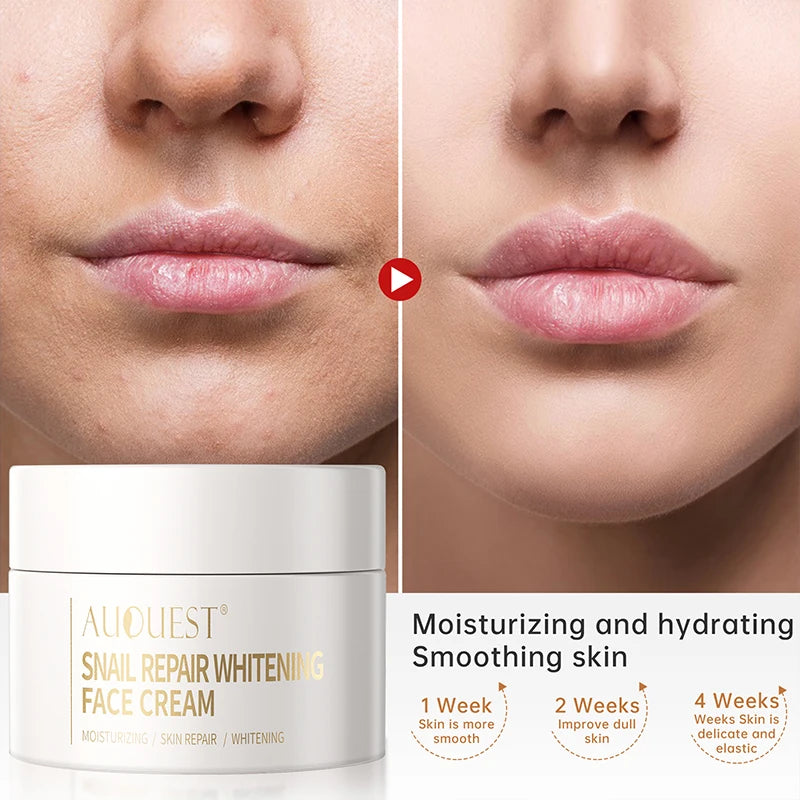 AUQUEST Snail Face Cream Collagen Whitening Moisturizing Wrinkle Cream Firming Anti Aging Acne Treatment Face Care 30g