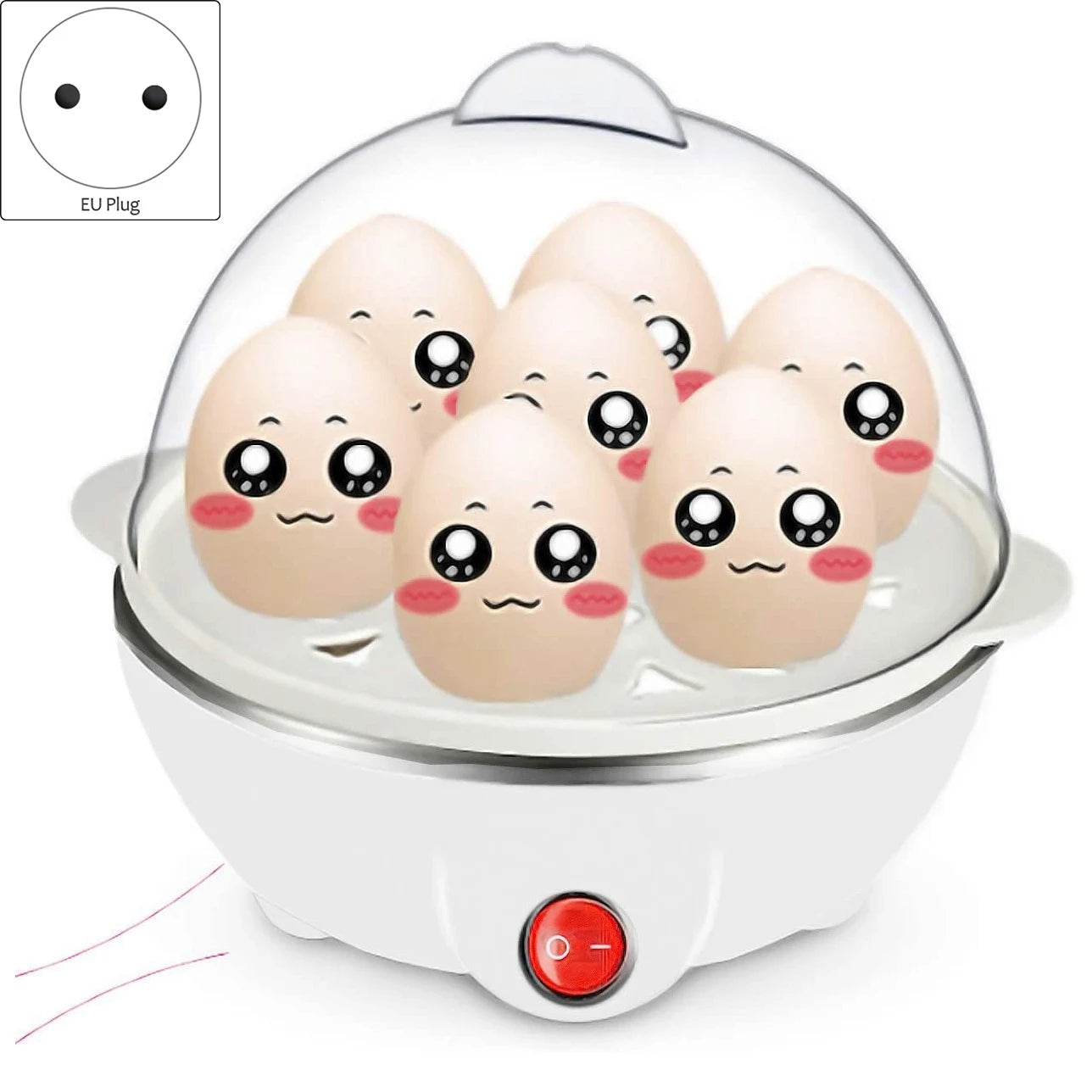 Electric Boiled Egg Cooker Boiler Maker Rapid Heating Stainless Steel Steamer Pan Cooking Tool White EU Plug