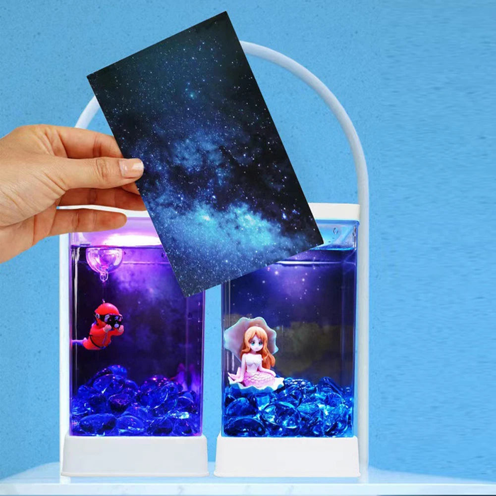 Desktop Fish Tank, Small Isolation Betta Fish Tank With Dimmable LED Light, Mini Plastic Tabletop Transparent Aquarium