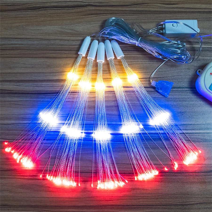 5 Pack 600 LED Connectable Firework Lights Outdoor Copper Wire Sparklers Starburst Lights Holiday Firecracker Fairy String Light