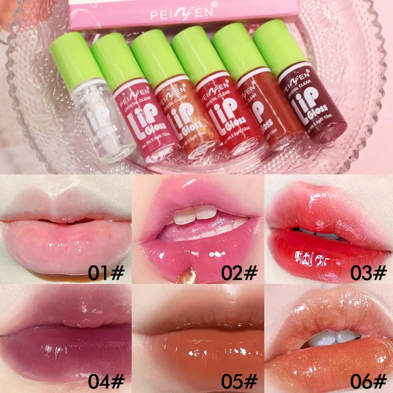 6pcs Lip Gloss Hydrating Liquid Moisturizing Lip Glaze Lip Plumper Transparent Lip Oil Hydrating Women Makeup Lips Cosmetics New