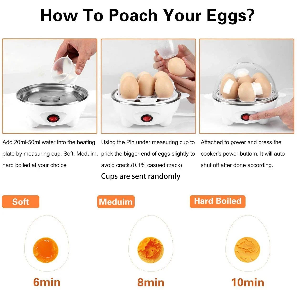 Electric Boiled Egg Cooker Boiler Maker Rapid Heating Stainless Steel Steamer Pan Cooking Tool White EU Plug