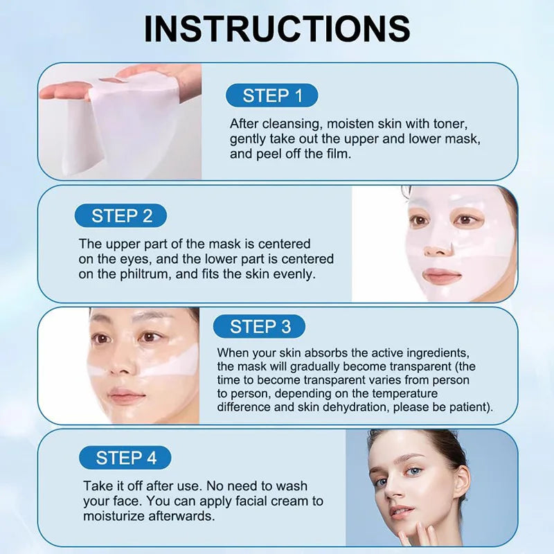 4Pcs/Box Absorbable Bio-Collagen Real Deep Moisturizing Mask Daily Night Mask Firming Nourish Brightening Skin Care