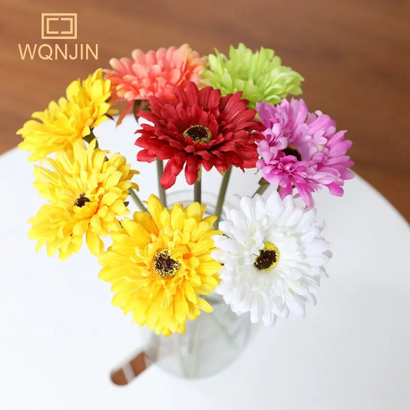 5PCS Gerbera Chrysanthemum Artificial Silk Flowers Flores Daisy Home Wedding DIY Decorations Accessories Fake Plants