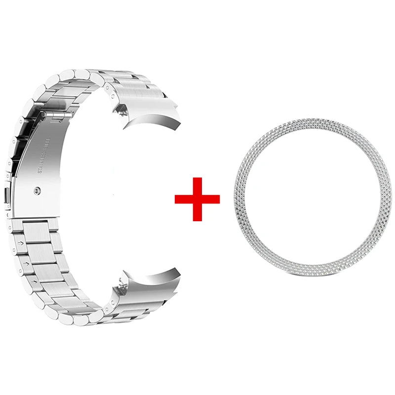 No Gaps Metal Band+Bezel Ring for Samsung Galaxy Watch 4 5 6 44mm 40mm Strap For Galaxy Watch 4 6 Classic 43mm 47mm