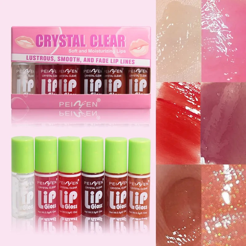 6pcs Lip Gloss Hydrating Liquid Moisturizing Lip Glaze Lip Plumper Transparent Lip Oil Hydrating Women Makeup Lips Cosmetics New